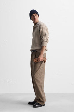 CHECK TROUSERS WITH PLEATS - Zara фото 4