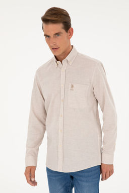 U. S. Polo Assn / Мужская рубашка с длинным рукавом цвета экрю - U.s. polo assn фото 10