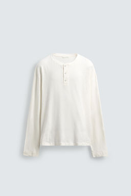 CAMISETA CUELLO PANADERO ALGOD?N - LINO / Blanco roto - Zara фото 7