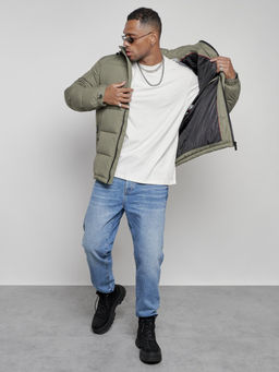 Куртка спортивная мужская зимняя с капюшоном цвета хаки 8362Kh - Wonderrman фото 13