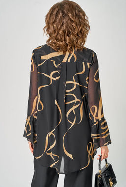Блуза EVA GRANT 7221 принт ленты