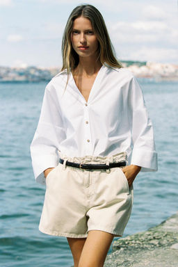 HIGH-WAIST Z1975 PAPERBAG DENIM BERMUDA SHORTS - Zara фото 2