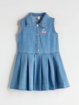 G?mlek Yaka Nak??l? K?z ?ocuk Jean Elbise