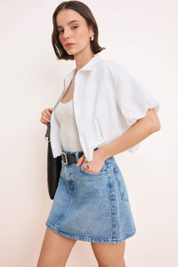 Mavi Orta Bel Mini %100 Pamuklu Mini Denim Etek TWOSS26ET00102