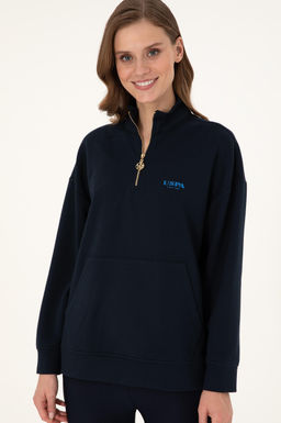 Женский темно-синий свитшот на молнии с высоким воротником Неожиданная скидка в корзине - U.s. polo assn фото 3