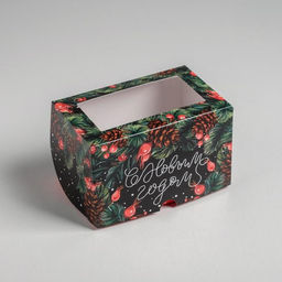 Цена за 5 шт. Коробка для капкейков «С Новым годом!» 10×16×10 см