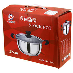 "Золушка" Кастрюля из нержавеющей стали 2,8л, д22см, h10,5см, стеклянная крышка, бакелитовые ручки, без теплораспределительного дна, цветная коробка (Китай)