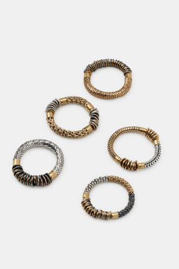 PACK 5 PULSERAS EL?STICAS PIEZAS MET?LICAS / Oro / Plata - Zara фото 4