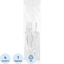 Набор столовых приборов 4в1 (в.,нож,з,салф.),бел.,165мм 300шт/кор