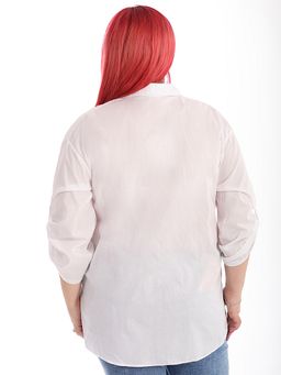 Рубашка женская хлопок в офис с рисунком - Almond фото 2