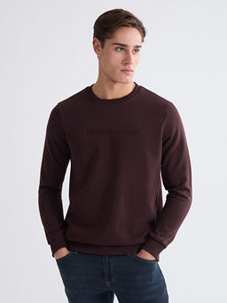 Bisiklet Yaka Bask?l? Erkek Sweatshirt