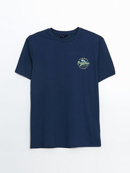 Bisiklet Yaka Bask?l? Penye Erkek Ti??rt