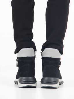 Ботинки 261.uno2bl. черный серый замша/Байка