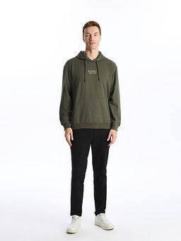 Uzun Kollu Bask?l? Erkek Hoodie