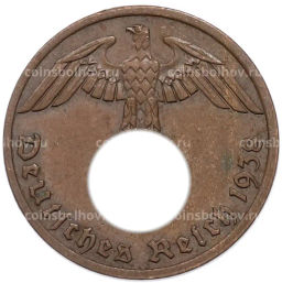 Монета 1 рейхспфенниг 1938 года A Германия