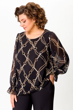 Блуза Swallow 803.2 черный+серебряный узор фото 749