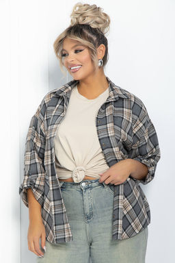 Рубашка Золушка НЬЮ (бежево-серая) Б11869 - Lt collection фото 5