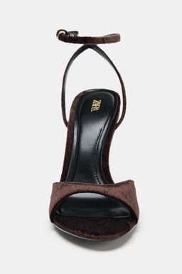 VELVET-EFFECT HEELED SANDALS - Zara фото 5