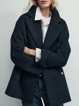 Двубортное полупальто свободного силуэта / Zarina