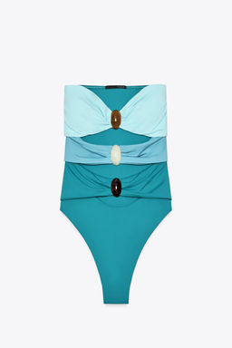 BANDEAU CUT-OUT STONE SWIMSUIT - Zara фото 7