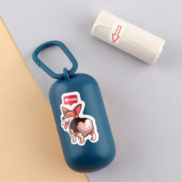 Контейнер с пакетами для уборки за собаками Ставлю лайки, цвет синий