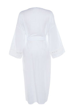 Ekru Kusakl? Dokuma Serit Aksesuarl? Midi Plaj Kimono&Kaftan TBESS21KM0008 - Trendyolmilla фото 9