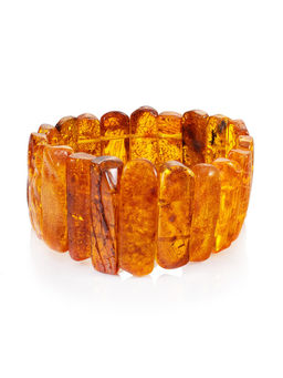 Переливающийся браслет из натурального балтийского янтаря лимонного оттенка Помпеи
