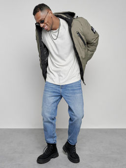 Куртка спортивная мужская зимняя с капюшоном серого цвета 8360Sr - Wonderrman фото 14