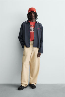 EMBROIDERED RIBBED COLLAR SHIRT