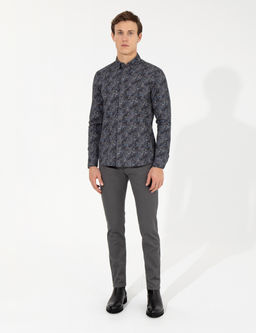 Koyu Gri Slim Fit Kanvas Pantolon