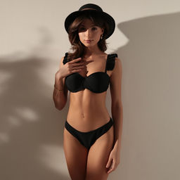 Шляпа женская с цепочкой MINAKU, чёрная, размер 58