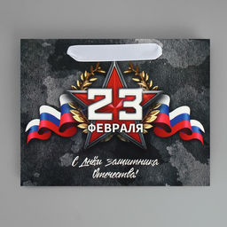 Цена за 2 шт. Пакет подарочный ламинированный, упаковка, «23 февраля», MS 23×18×10 см