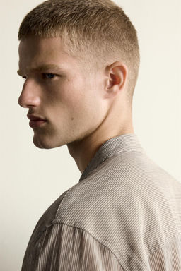 CAMISA FLUIDA RELAXED FIT / Rayas marrones