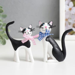 Набор фигурок полистоун «Кошки с бантиками», 2 шт., 9.3×7×3.7 см; 10×6.5×3 см