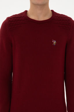 Erkek Slim Fit Bisiklet Yaka Bordo Kazak - U.s. polo assn фото 6