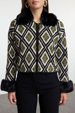 TRENDYOLMILLA Bej C?kart?labilir Suni Kurklu Simli Triko H?rka TWOAW24HI00043 фото 3