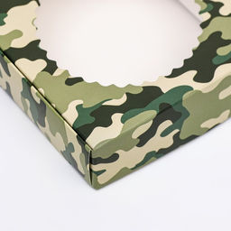 Цена за 3 шт. Коробка сборная с окном, Камуфляж, 11.5?11.5?3 см