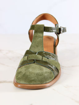 Босоножки 5038.23663bе.Зеленый наплак+оливковая замша