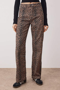Cok Renkli Leopar Desenli Yuksek Bel Wide Leg Jeans TWOAW26JE00105 - Trendyolmilla фото 3