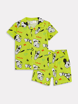 Polo Yaka Disney Bask?l? Erkek Bebek Pijama Tak?m?