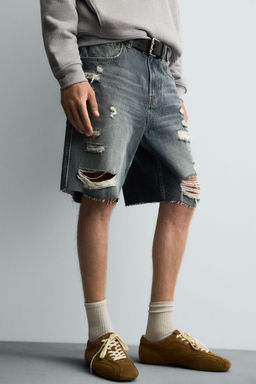 RIPPED DENIM BERMUDA SHORTS - Zara фото 5