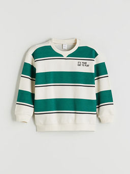Bisiklet Yaka ?izgili Erkek ?ocuk Sweatshirt