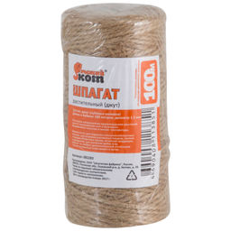 Цена за 2 шт. Шпагат 100м D-1,5мм (бобинка) растительный из лубяных волокон (джут) 082283