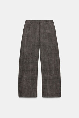 ZW COLLECTION CHECKED BALLOON TROUSERS WITH WOOL - Zara фото 6