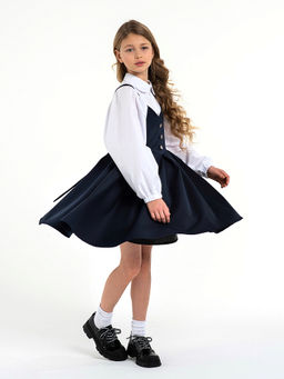 Синий школьный сарафан Mooriposh, модель 0247 фото 3