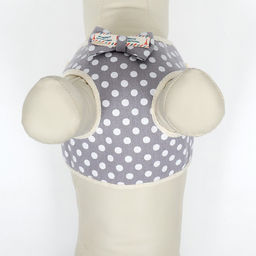 Комплект с мягкой шлейкой Горох, размер М, поводок 120 х 1,5 см, ОГ 34-66 см, серый - Пижон фото 6