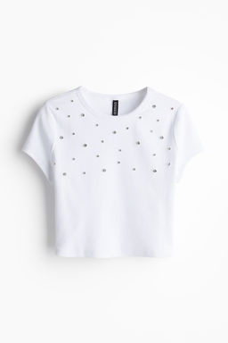 Camiseta cropped con detalles decorativos - H&m фото 5