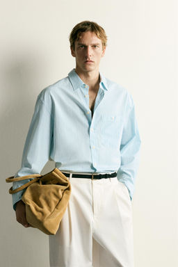 CAMISA BOXY FIT RAYAS / Verde agua - Zara фото 2