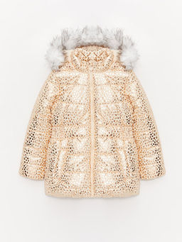 Kap??onlu Bask?l? K?z ?ocuk Mont