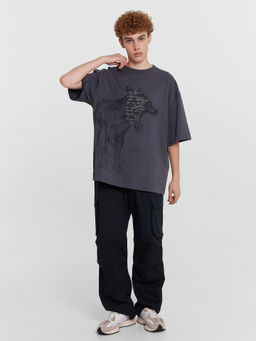 Футболка мужская серая с принтом "Беловежская пуща" сталь +печать 111892